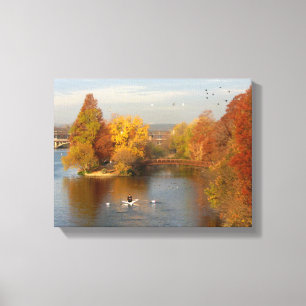 Ladybird Lake Fall Rower - Downtown Austin Texas Canvas Print