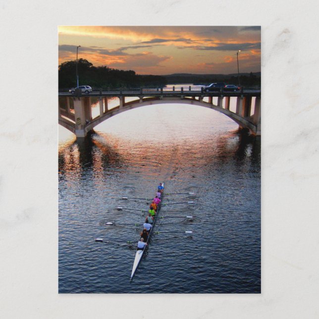 Ladybird Lake Rowing Scull Sunset - Austin Texas Postcard (Front)