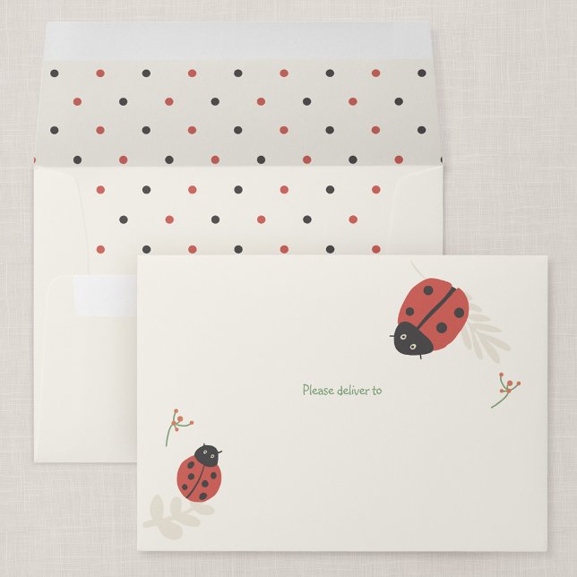 Ladybird Meadow Kid's Personalised Envelope (Ladybird Meadow - A7 Invitation Envelope)