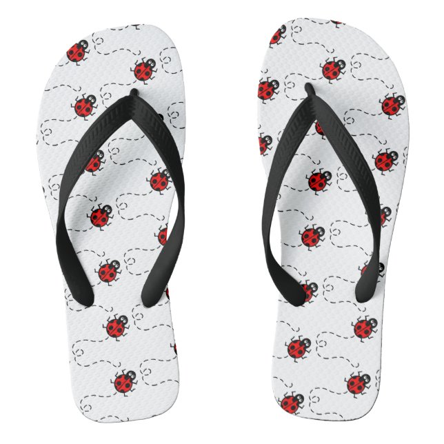 Ladybird Pattern Flip Flops (Footbed)
