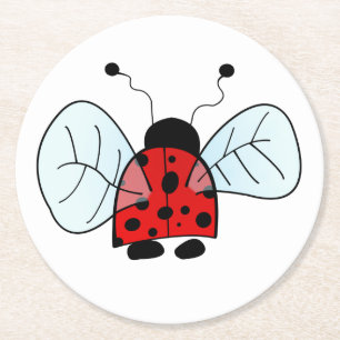 Ladybird Round Paper Coaster