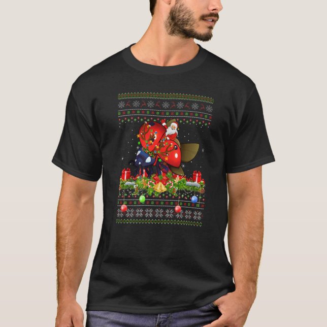 Ladybird  Ugly Santa Riding Ladybird Christmas T-Shirt (Front)