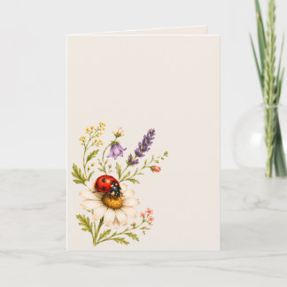 Ladybird Wildflower Card