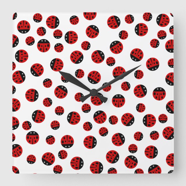 Ladybirds Square Wall Clock (Front)