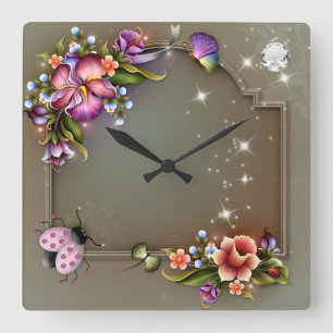 Ladybug #2 Square Wall Clock