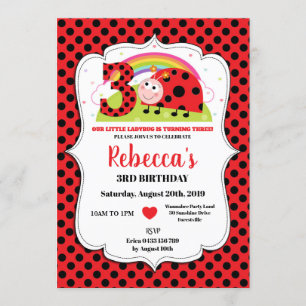 Ladybug 3rd Birthday Invitations Girl