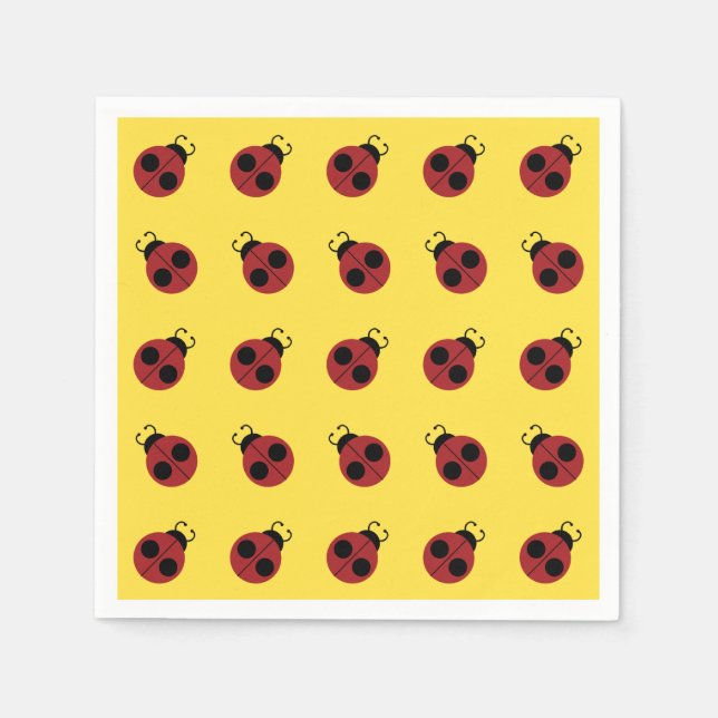 Ladybug 60s retro cool red yellow napkin (Front)