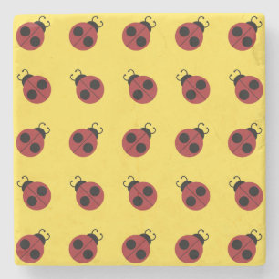 Ladybug 60s retro cool red yellow stone coaster