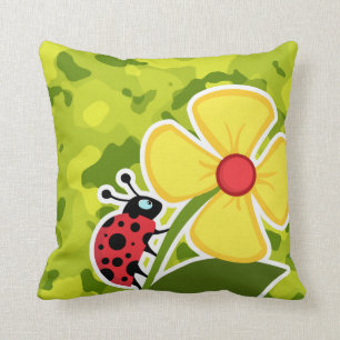 Ladybug; Acid Green Camo; Camouflage Cushion