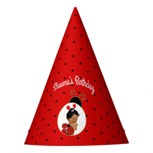 Ladybug African American Baby Girl Red & Black Party Hat
