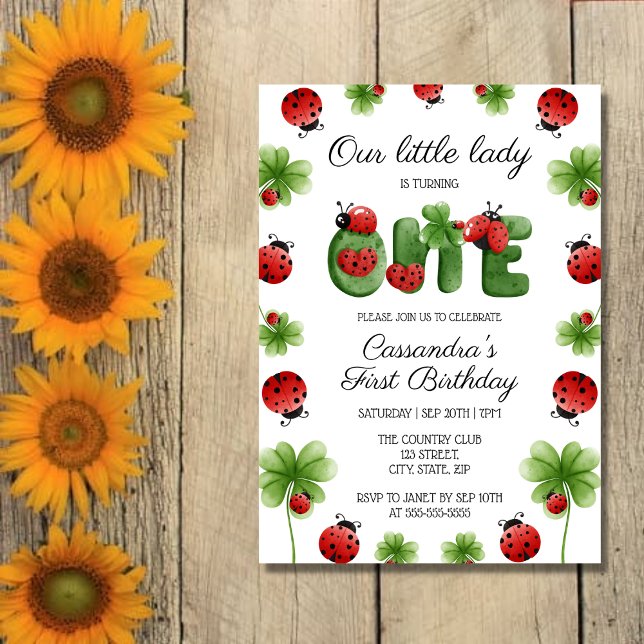 Ladybug Alphabet Letter Kids 1st Birthday  Invitation (Creator Uploaded)