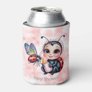 Ladybug and Butterfly Girl Baby Shower Can Cooler