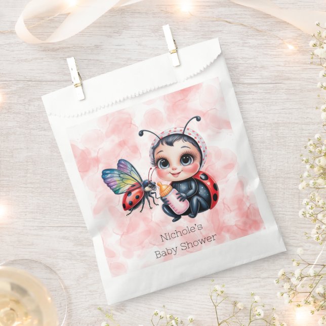 Ladybug and Butterfly Girl Baby Shower Favour Bags (Clipped)