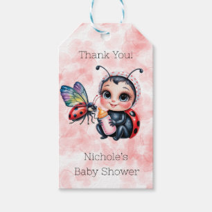 Ladybug and Butterfly Girl Baby Shower Gift Tags