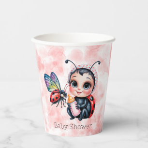 Ladybug and Butterfly Girl Baby Shower Paper Cups