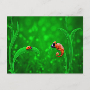 Ladybug and Chameleon Postcard