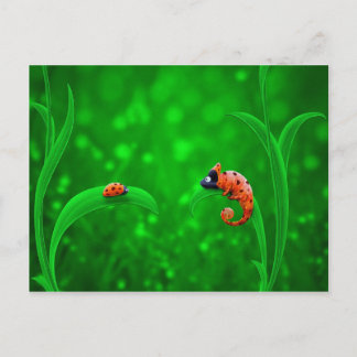 Ladybug and Chameleon Postcard