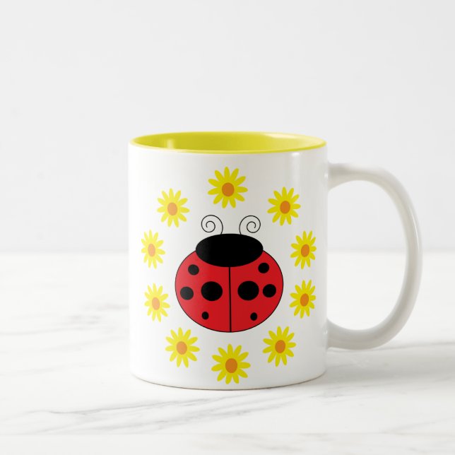 Ladybug and Daisies Mug (Right)