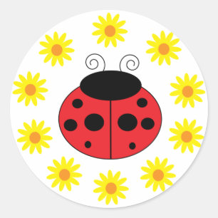 Ladybug and Daisies Sticker