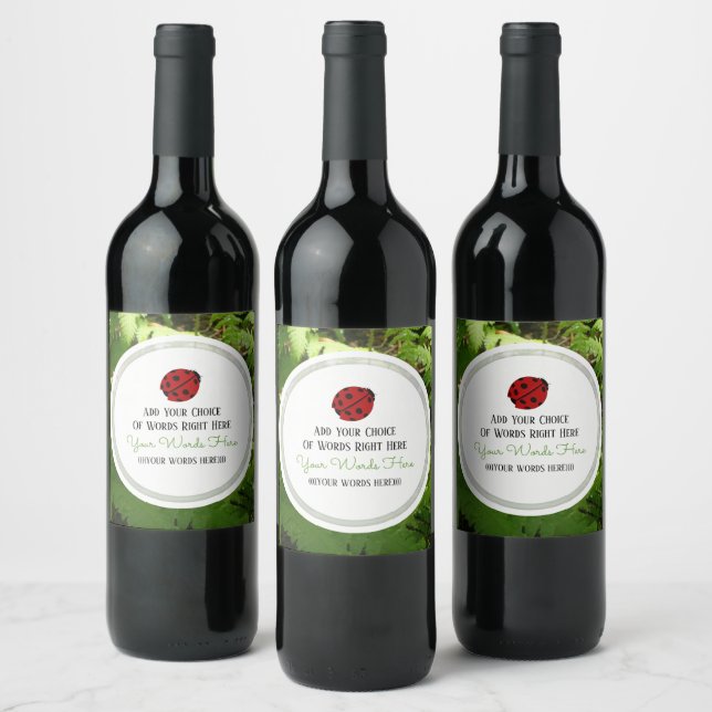 Ladybug And Fern Wine Label (Bottles)