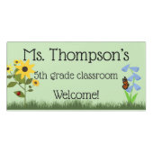 Ladybug And Flowers Personalised Teacher Door Sign (Classic Front)