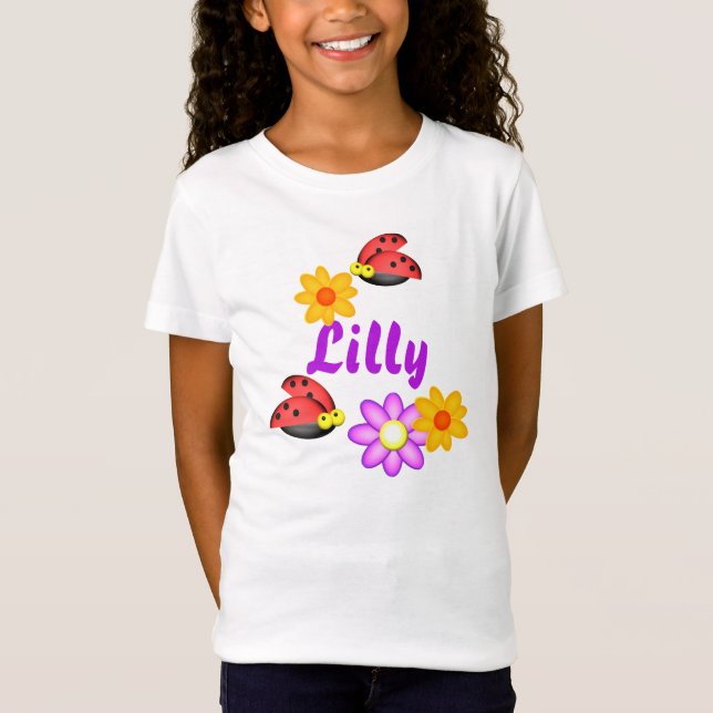 Ladybug and Flowers T-Shirt (Front)