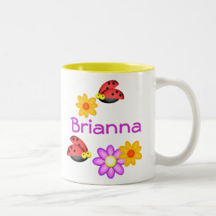 Ladybug and Flowers Two-Tone Coffee Mug