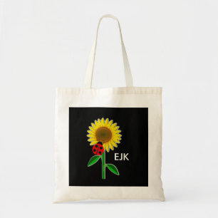 Ladybug and Sunflower Monogram Book Bag/Tote Tote Bag