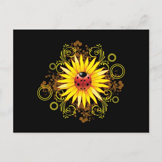 Ladybug and Sunflower Postcard (Front)