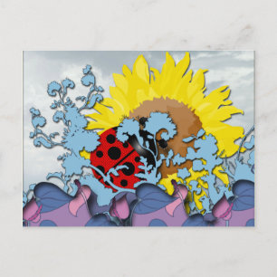 Ladybug and Sunflower Postcard