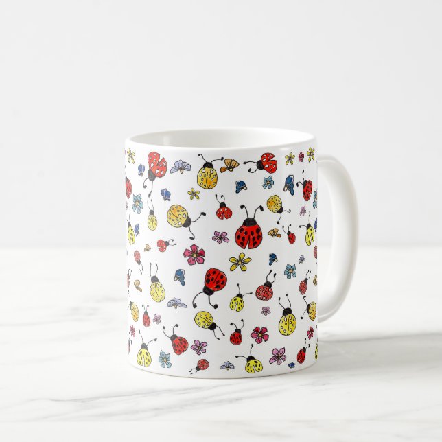 Ladybug and Wildflower Coffee Mug (Front Right)
