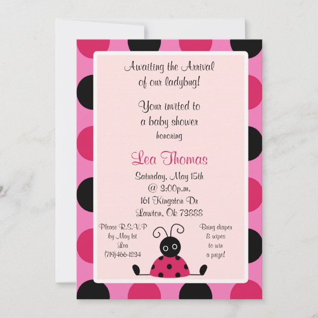 ladybug, Awaiting the Arrivalof our ladybug!, Y... Invitation (Front)