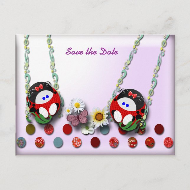 Ladybug Babies Announcement Postcard (Front)