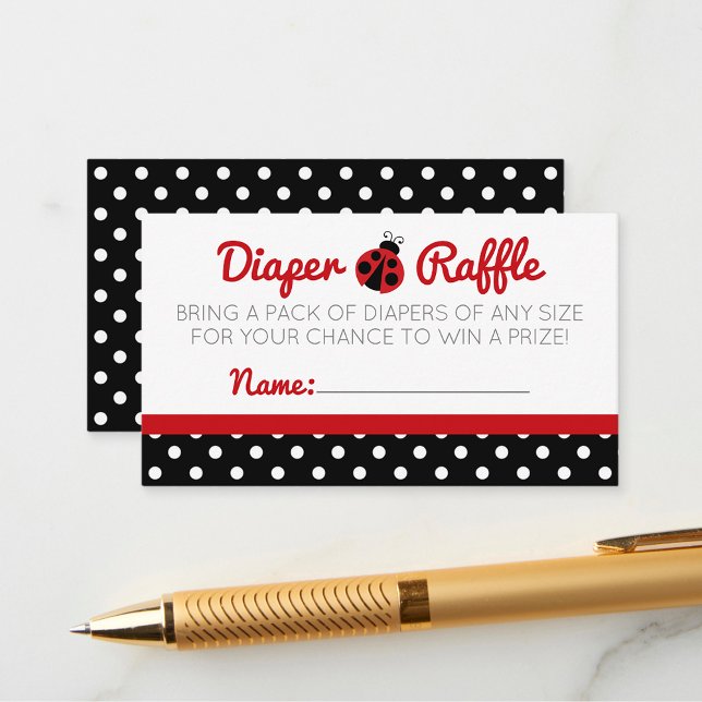 Ladybug Baby Diaper Raffle Insert Cards (Ladybug Baby Shower Diaper Raffle Invitation Insert Cards)
