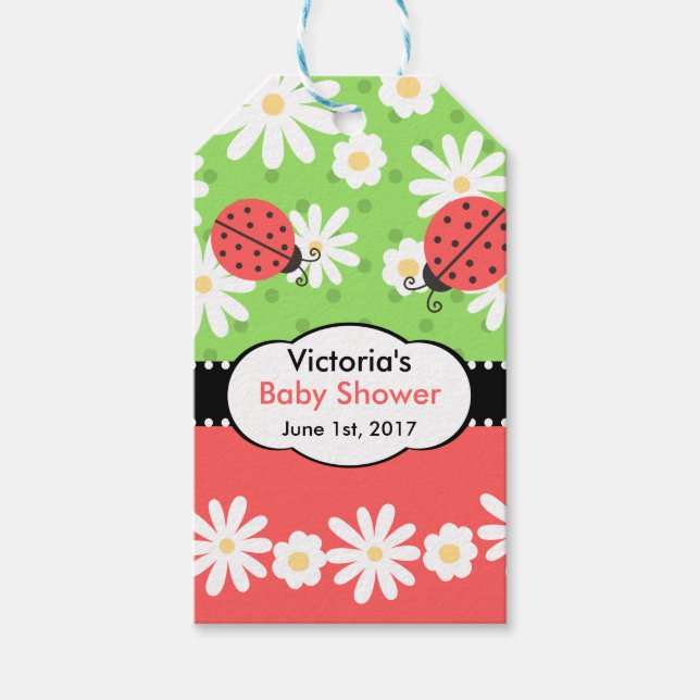 Ladybug Baby Shower/Birthday Tag - Red,Black,Lime (Front)