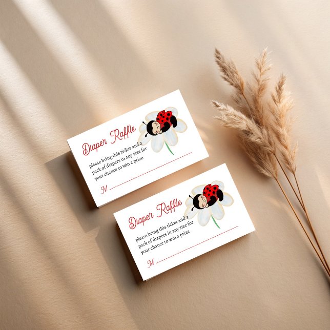 Ladybug baby shower diaper raffle enclosure card (Ladybug baby shower diaper raffle enclosure card cute ladybug sleeping on a daisy raffle tickets)