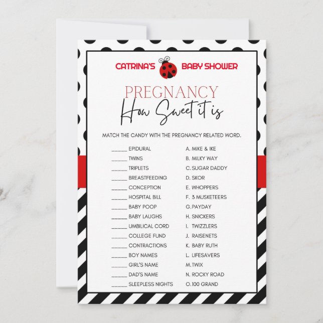 Ladybug Baby Shower - Editable Name, 5x7 Invitation (Front)