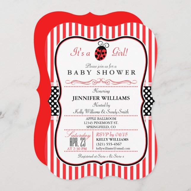 Ladybug Baby Shower Invitation (Front/Back)