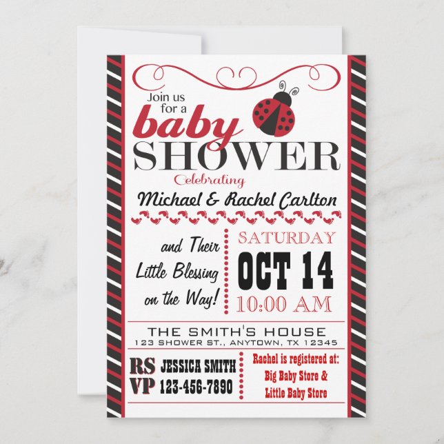 Ladybug Baby Shower Invitation (Front)