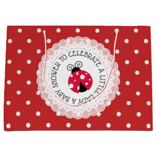 Ladybug Baby Shower Its a Girl Large Gift Bag