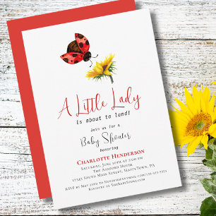 Ladybug Baby Shower Little Lady Sunflower Invitation