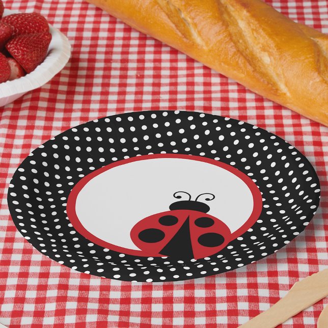 Ladybug Baby Shower or Birthday Party Paper Plate (Ladybug PaLadybug Baby Shower Collection. Invites, thank you cards, tableware, decorationsper Plates)