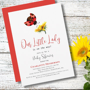 Ladybug Baby Shower Our Little Lady Floral Invitation