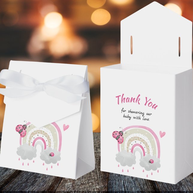 Ladybug Baby Shower Party Favour Boxes (front and front open)