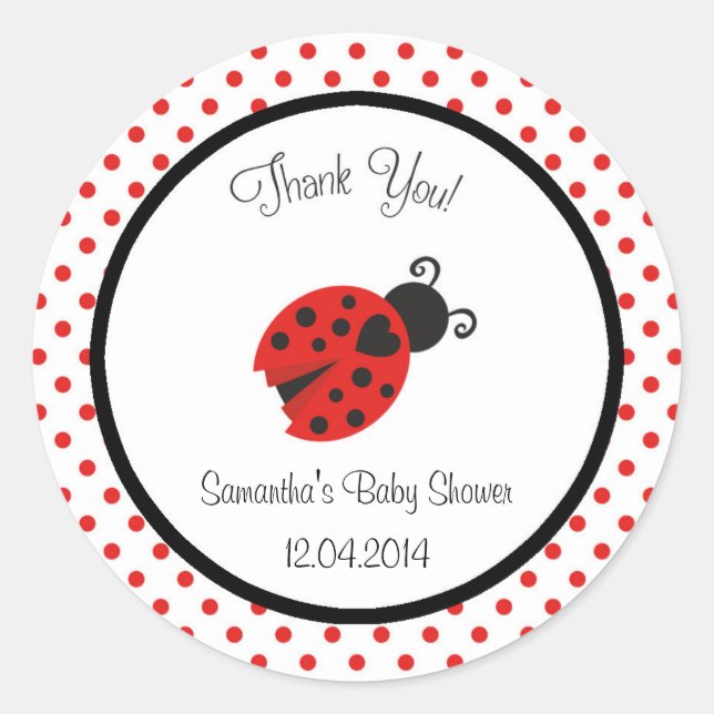 Ladybug Baby Shower Sticker (Front)