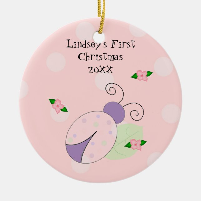 Ladybug Baby's First Christmas Ceramic Tree Decoration (Front)