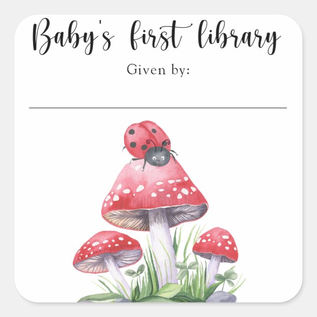 Ladybug - baby's first library square sticker (Front)