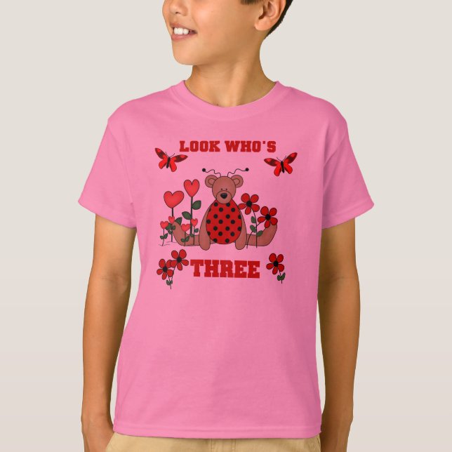 Ladybug Bear 3rd Birthday T-Shirt (Front)