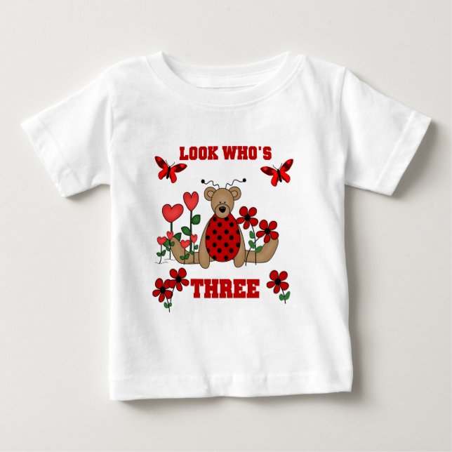 Ladybug Bear 3rd Birthday Tshirts (Front)