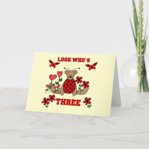 Ladybug Bear 3rd Birthday Tshirts Card